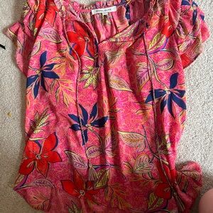 Rose & Olive Pink and Red Floral Blouse